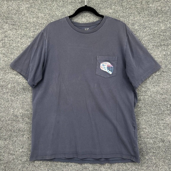 Vineyard Vines Shirt Mens Large Blue Lacrosse Tee Short Sleeve Casual Preppy - Picture 1 of 10